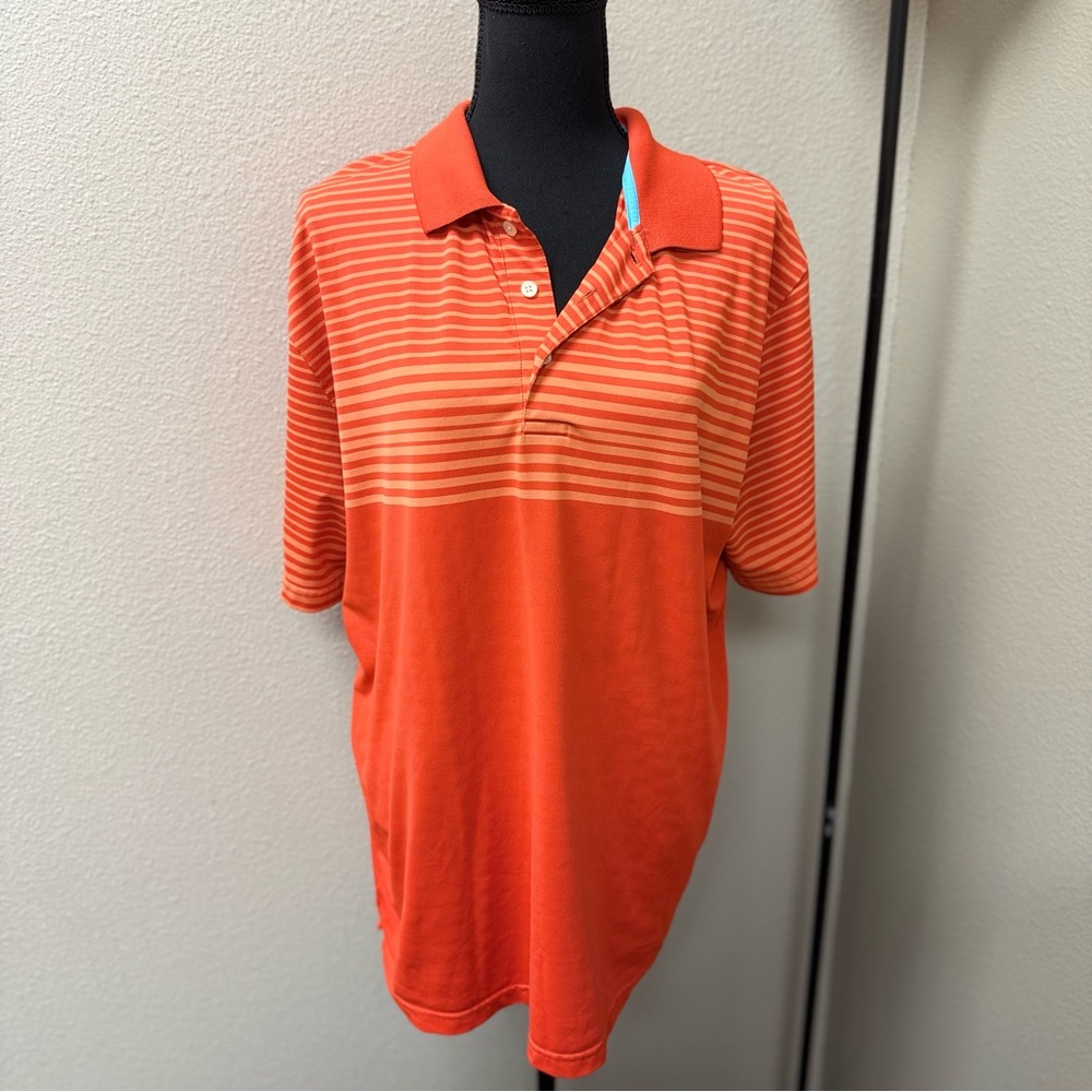 Chaps Orange Striped Polo Shirt XL Golf Casual Performance Men’s Top Tee